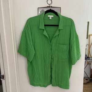 Topshop Bright Green Textured Blouse